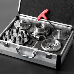 NCK-3.75ZN/S2 Wood Lathe Chuck 3-3/4" Self Centering Chuck Set,1-1/4”x 8TPI Thread with Dovetail Jaws, 5"Flat, Pin Jaw, Step Jaw, Wide Jaw, Thread Adaptor to 1"x8tpi, Wood screw, Nylon Washers in Aluminum Case. NCK-3.75ZN/S2 Wood Lathe Chuck 3-3/4" Self Centering Chuck Set,1-1/4”x 8TPI Thread with Dovetail Jaws, 5"Flat, Pin Jaw, Step Jaw, Wide Jaw, Thread Adaptor to 1"x8tpi, Wood screw, Nylon Washers in Aluminum Case.