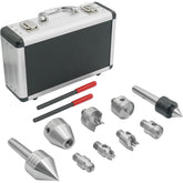 LDC-SET9 9PCs Wood Lathe Drive and Live Center Kit in Aluminum Case with 1"x8TPI Direct Thread for Drive Center Body and MT2 for Live Centers