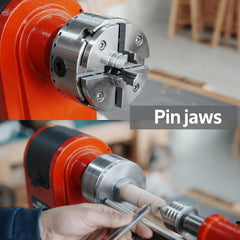 CK100/S2 3.75" 4-Jaw Key Chuck with Dovetail Jaws, Step Jaws, Wide Jaws, Pin jaws, Aquare Key, Hex Key, Wood Screw, Two Nylon Rings in Black Box Thread 1"X8TPI for Woodturning Lathe.
