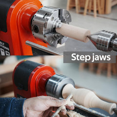 CK100/S2 3.75" 4-Jaw Key Chuck with Dovetail Jaws, Step Jaws, Wide Jaws, Pin jaws, Aquare Key, Hex Key, Wood Screw, Two Nylon Rings in Black Box Thread 1"X8TPI for Woodturning Lathe.