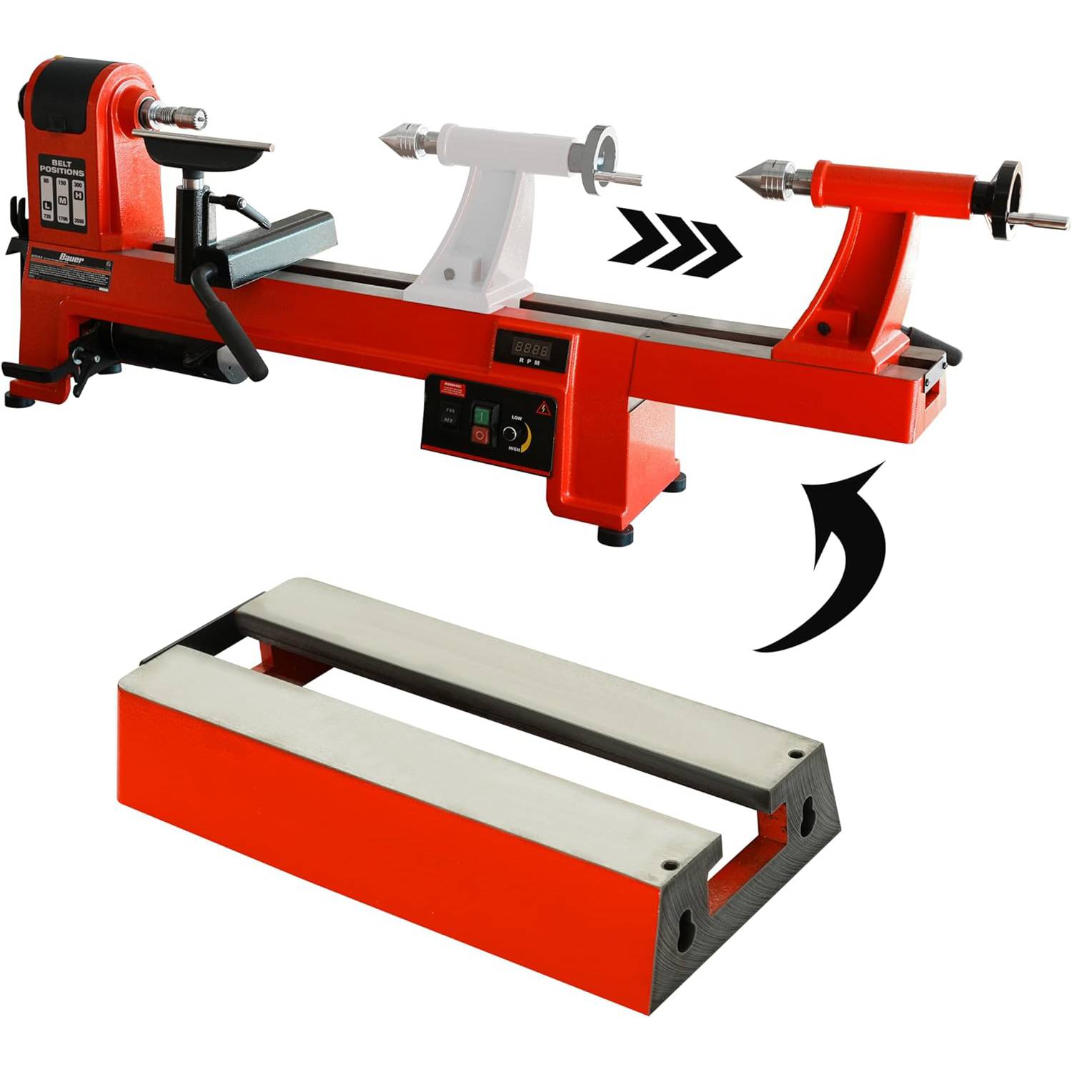 Extension Bed 305mm (12 inch) for Woodturning Lathe, Compatible with H ...